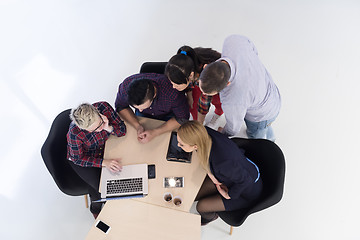 Image showing aerial view of business people group on meeting