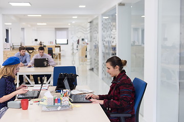 Image showing startup business, woman  working on laptop