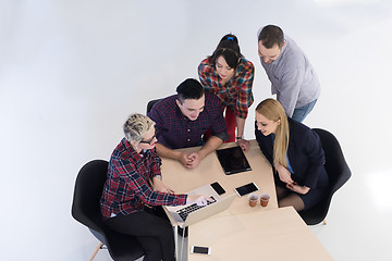 Image showing aerial view of business people group on meeting