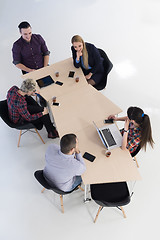 Image showing aerial view of business people group on meeting