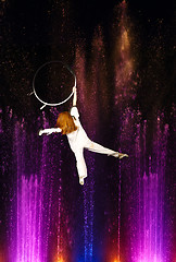 Image showing Aerial acrobatics show.