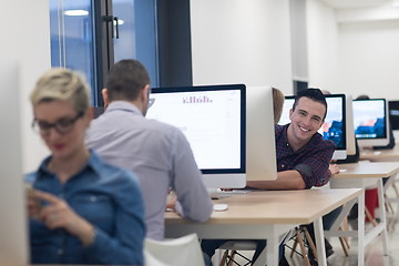 Image showing startup business, software developer working on desktop computer