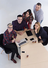 Image showing aerial view of business people group on meeting