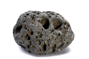 Image showing Black strange rock isolated on white