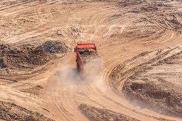 Image showing Excavation site with construction machine