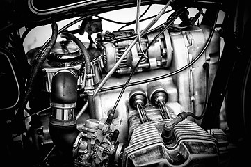 Image showing gritty black and white motorcycle engine