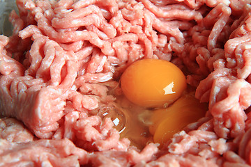 Image showing raw meat and eggs