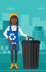 Image showing Woman with recycle bins.