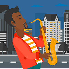 Image showing Musician playing saxophone.