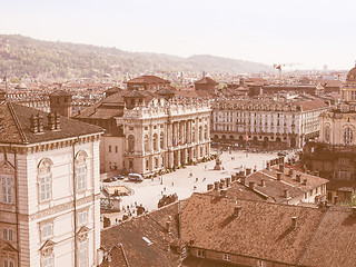 Image showing Retro looking Piazza Castello Turin