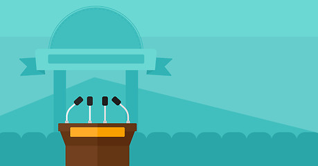 Image showing Background of tribune speech with microphones.
