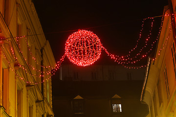 Image showing Christmas ornaments at night