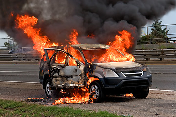 Image showing fire burning car