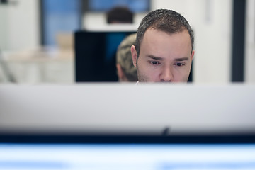 Image showing startup business, software developer working on desktop computer