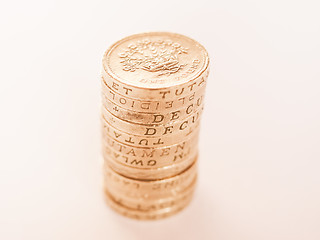 Image showing  Pound coin pile vintage