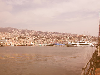 Image showing View of Genoa Italy from the sea vintage