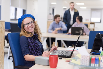 Image showing startup business, woman  working on laptop