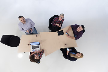 Image showing aerial view of business people group on meeting