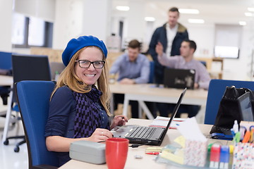 Image showing startup business, woman  working on laptop