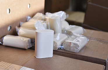 Image showing Boxes and bars of soap