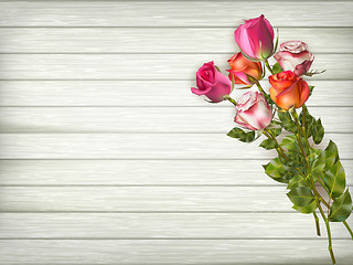 Image showing Roses on a wooden background. EPS 10