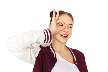 Image showing happy teenage girl making face and having fun