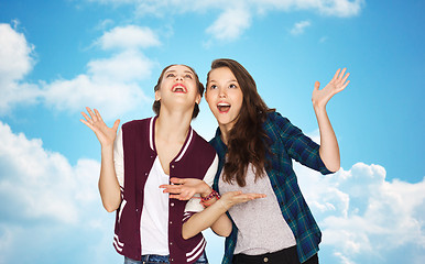 Image showing happy smiling pretty teenage girls having fun