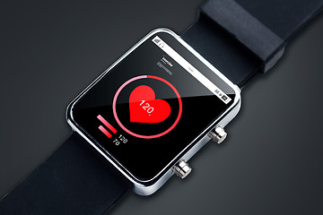 Image showing close up of smart watch with pulsometer app