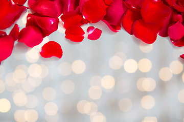 Image showing close up of red rose petals with copyspace