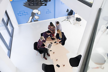 Image showing aerial view of business people group on meeting