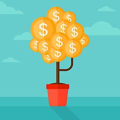 Image showing Background of money tree with dollar coins.