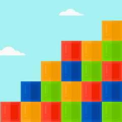 Image showing Background of colorful cubes on blue sky