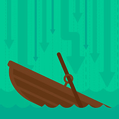 Image showing Background of sinking boat and arrows moving down.