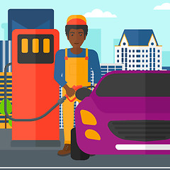 Image showing Man filling up fuel into car.