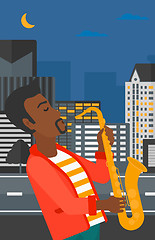 Image showing Musician playing saxophone.