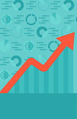 Image showing Background of graph with rising up arrow and dollar symbols.