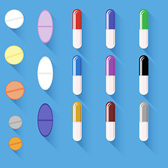Image showing Set of Different Colorful Pills