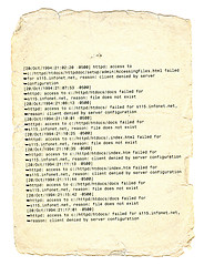 Image showing html code written on the vintage yellow paper