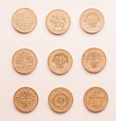 Image showing  One Pound coins vintage