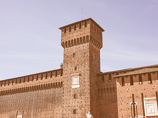 Image showing Retro looking Castello Sforzesco Milan