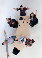 Image showing aerial view of business people group on meeting