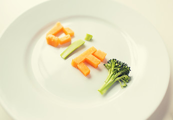 Image showing close up of plate with vegetable diet letters