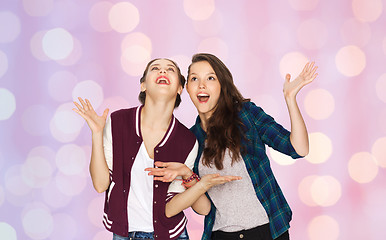 Image showing happy smiling pretty teenage girls having fun