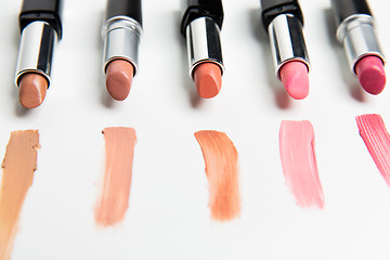 Image showing close up of lipsticks range