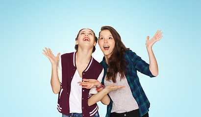 Image showing happy smiling pretty teenage girls having fun