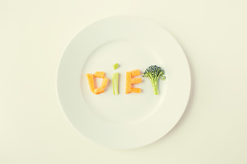 Image showing close up of plate with vegetable diet letters