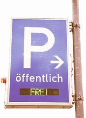 Image showing  Parking sign vintage