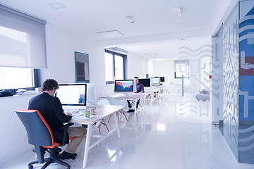 Image showing startup business, software developer working on computer