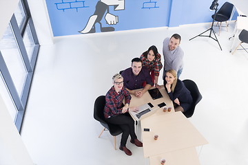 Image showing aerial view of business people group on meeting