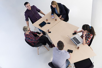 Image showing aerial view of business people group on meeting